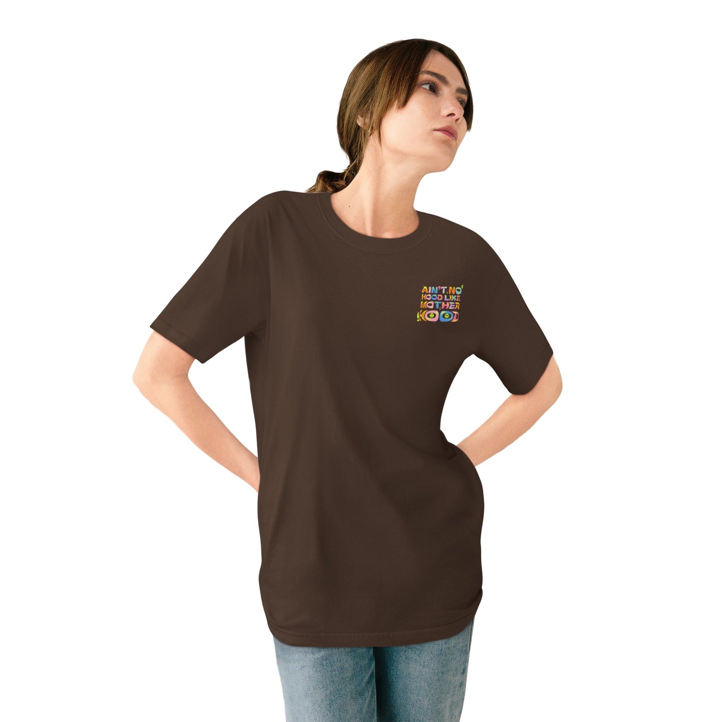Ain’t No Hood Like Motherhood T-Shirt – Organic Cotton Tee | Groovy Mom Shirt