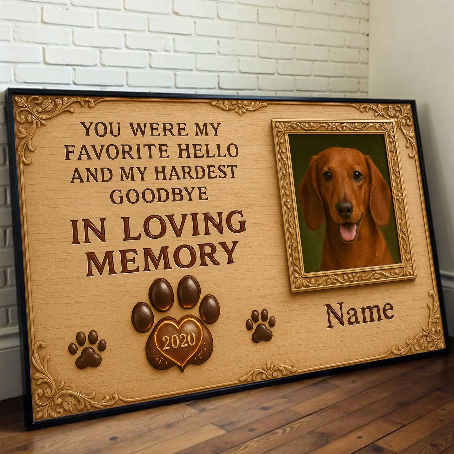In Loving Memory Dachshund Wall Art, Pet Memorial Portrait, Personalized Remembrance Frame