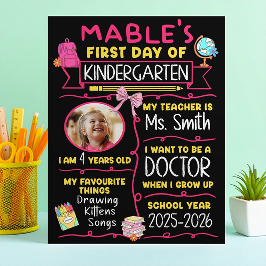 Custom Pre-K Kindergarten School Sign - Reusable Chalkboard Back To School Gift - Personalized Chalkboard