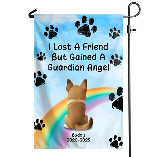 I Lost A Friend But Gained A Guardian Angel - Custom Dog Memorial - Personalized Garden Flag