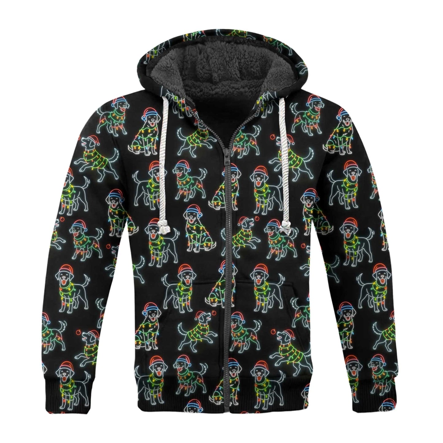 Colorful Neon Labrador Santa Christmas Black Polo, Christmas Labrador T Shirt, Labrador Dog Shirt