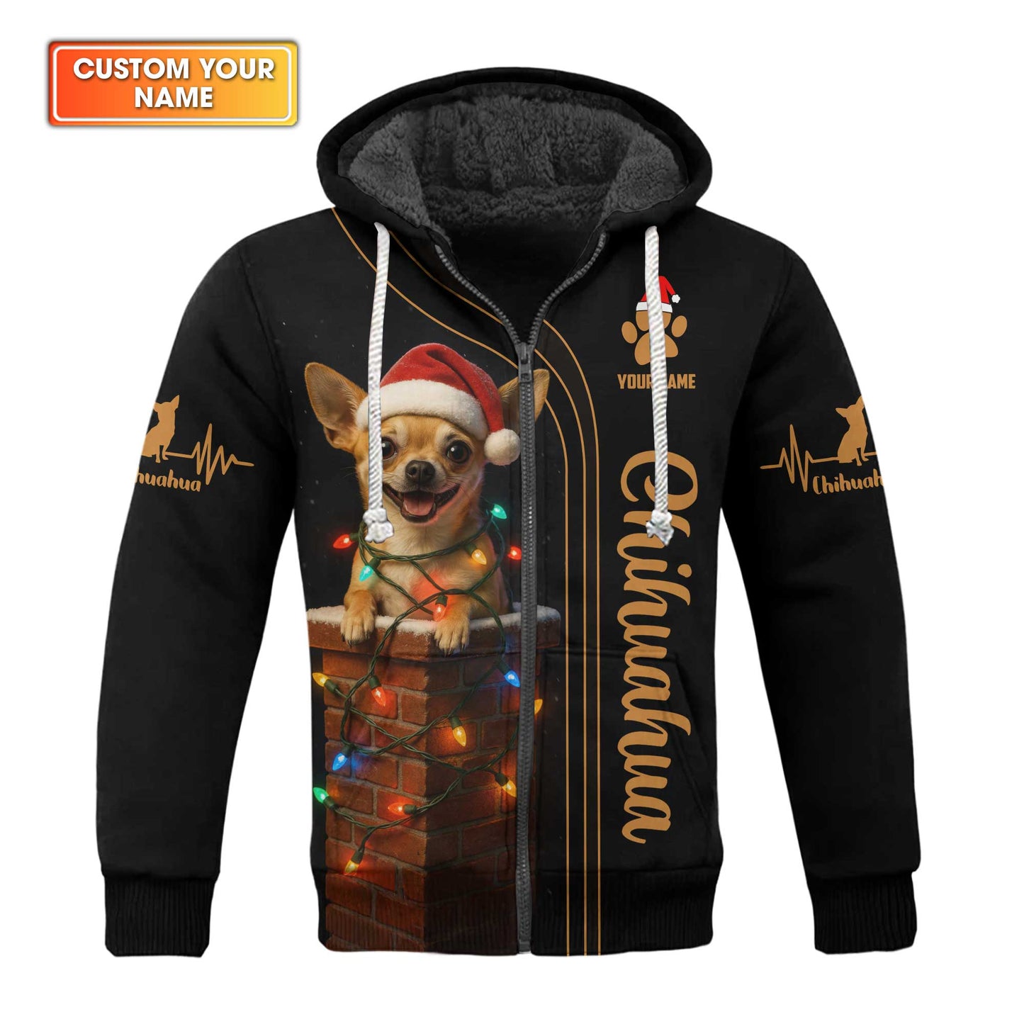 Custom Name Santa Hat Chihuahua, Christmas Chihuahua Hoodie, Chihuahua T Shirt, Funny Cool Chihuahua Shirt