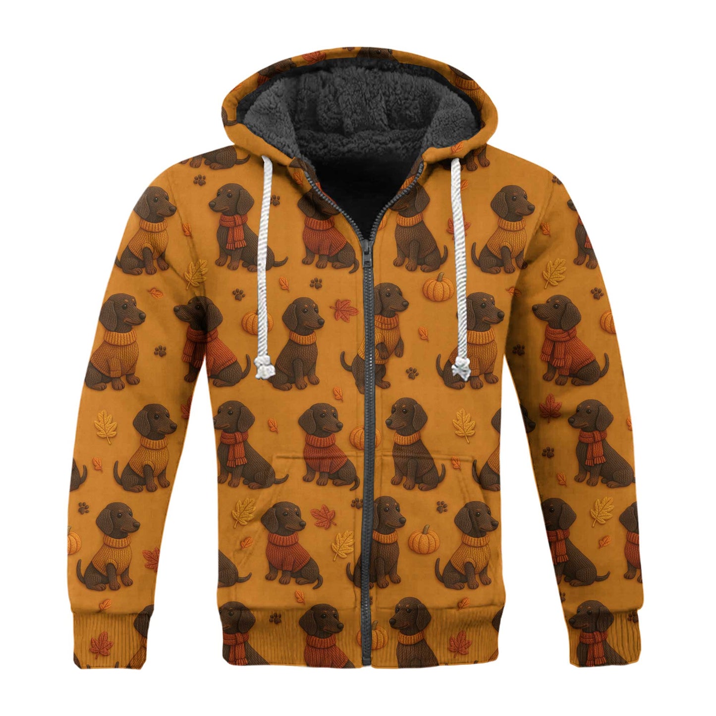 Pattern Dachshund Orange Shirt With Pumpkin And Autumn Leaves, Dachshund Halloween Shirt, Winter Dog Shirts