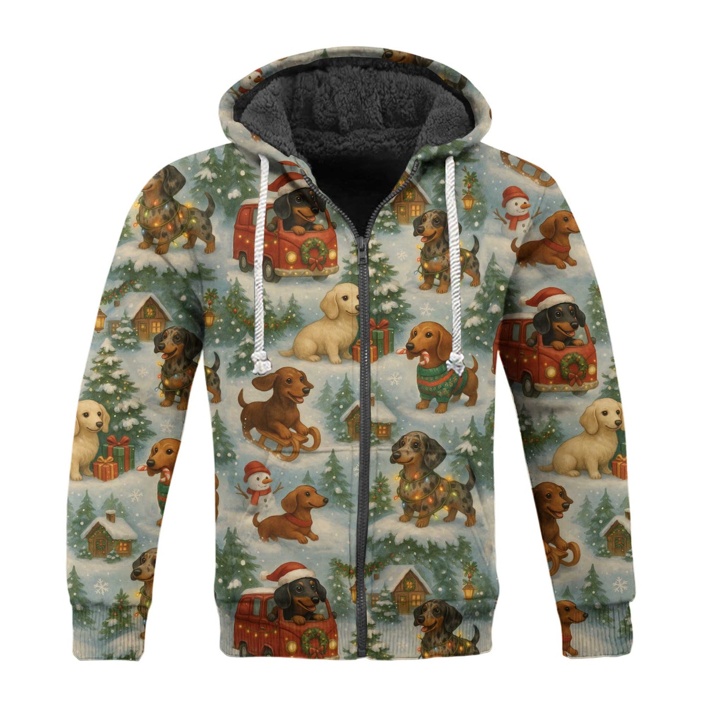 Vintage Christmas Winter Snow Landscape Pattern Polo, Dachshund T Shirt, Wiener Dog T Shirt