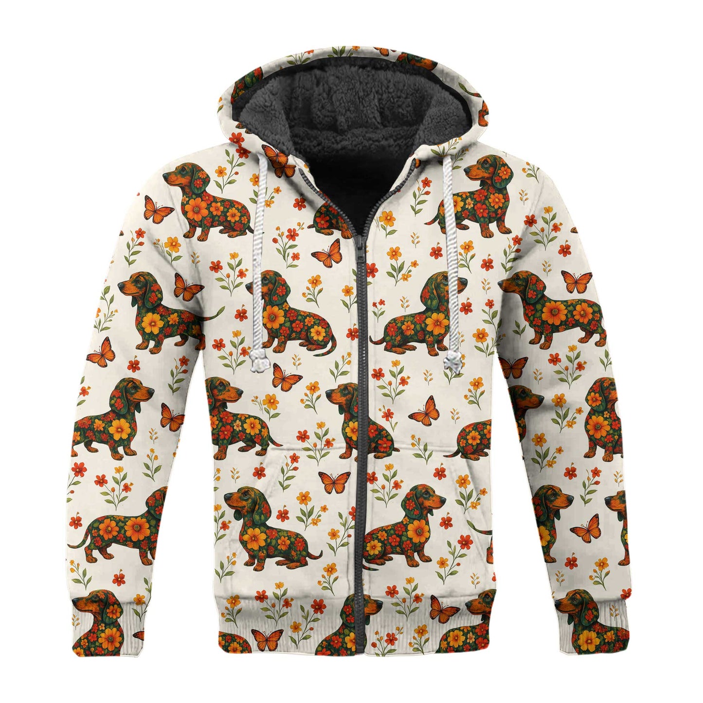 Floral And Butterfly Pattern Polo, Dachshund Sweatshirt, Wiener Dog Shirts