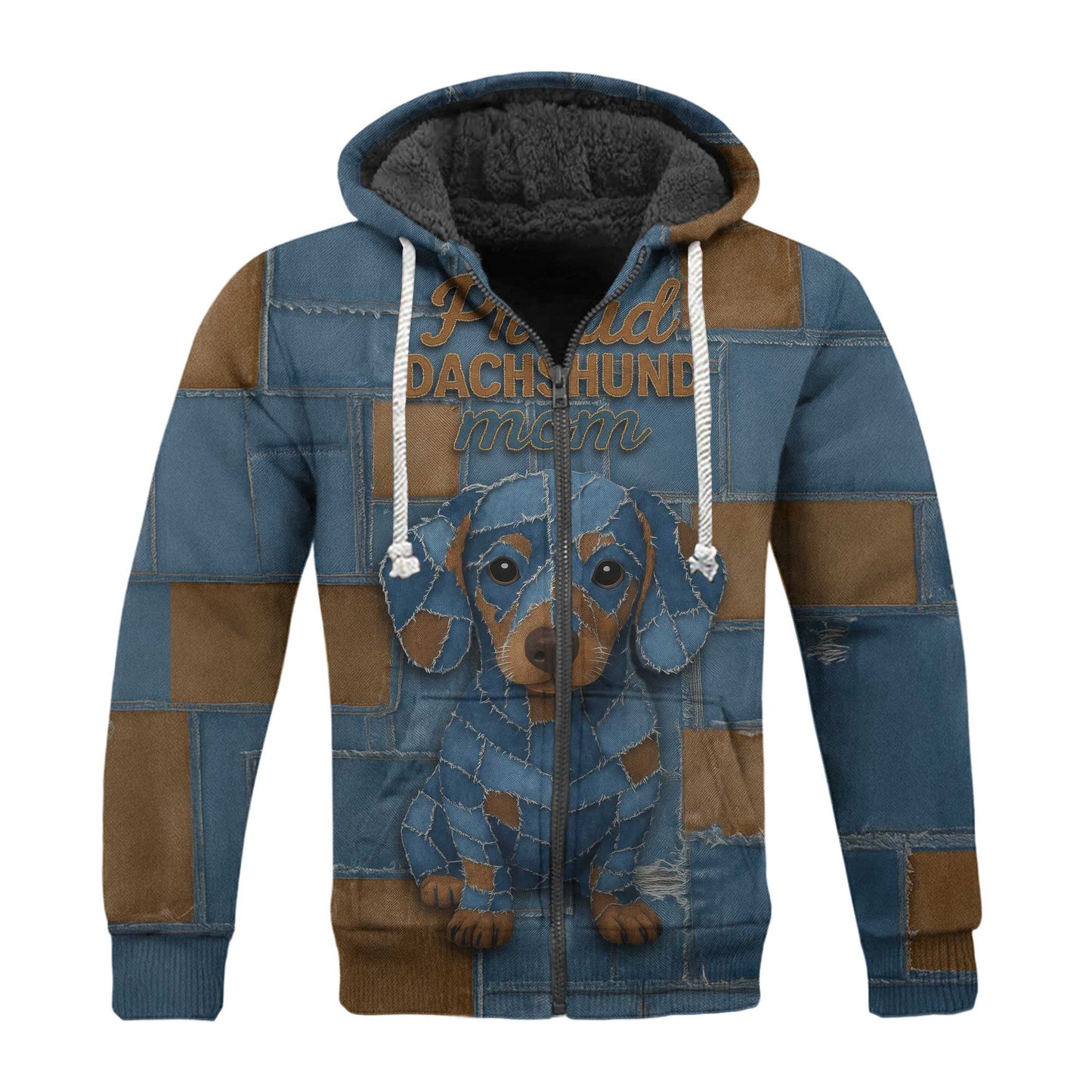 Proud Dachshund Mom Shirt, Cute Wiener Dog Denim Patchwork T Shirt for Dog Lovers