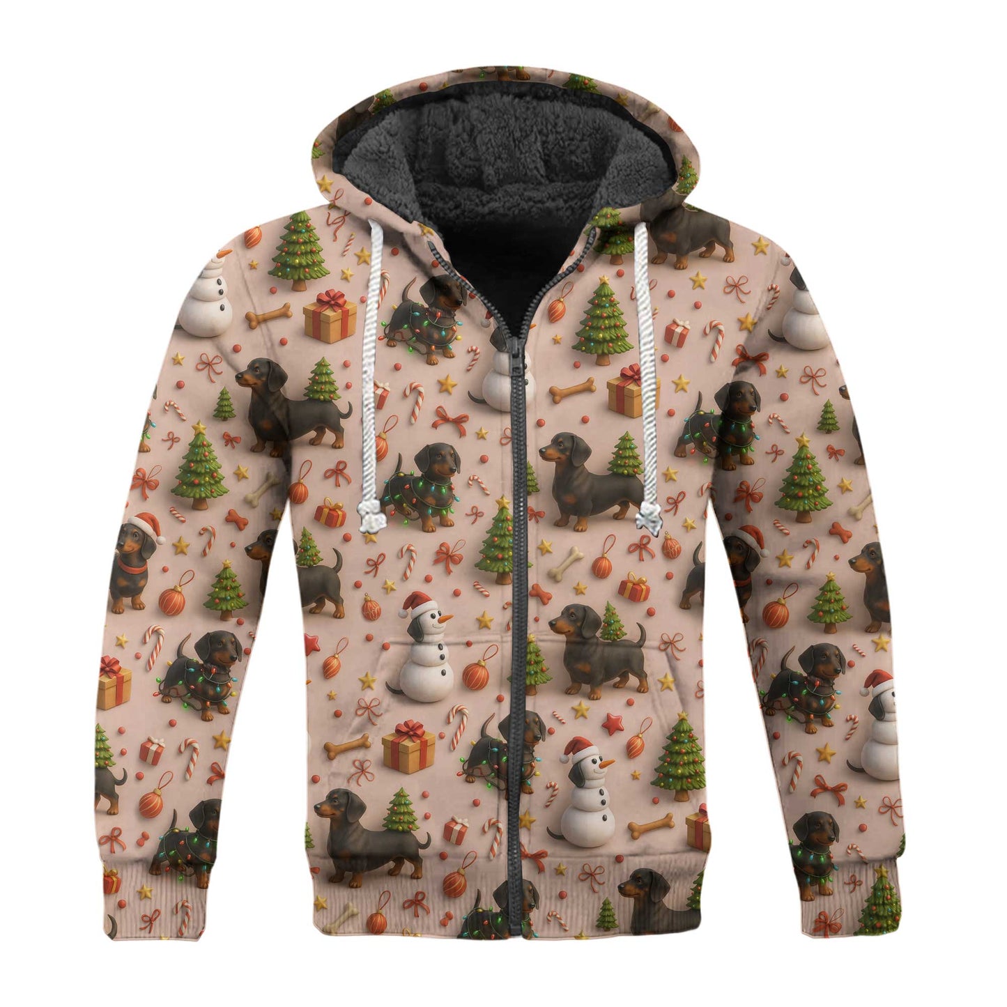 Dog Snowman Tree Pattern Polo For Winter Season, Dachshund T Shirt, Wiener Dog T Shirt