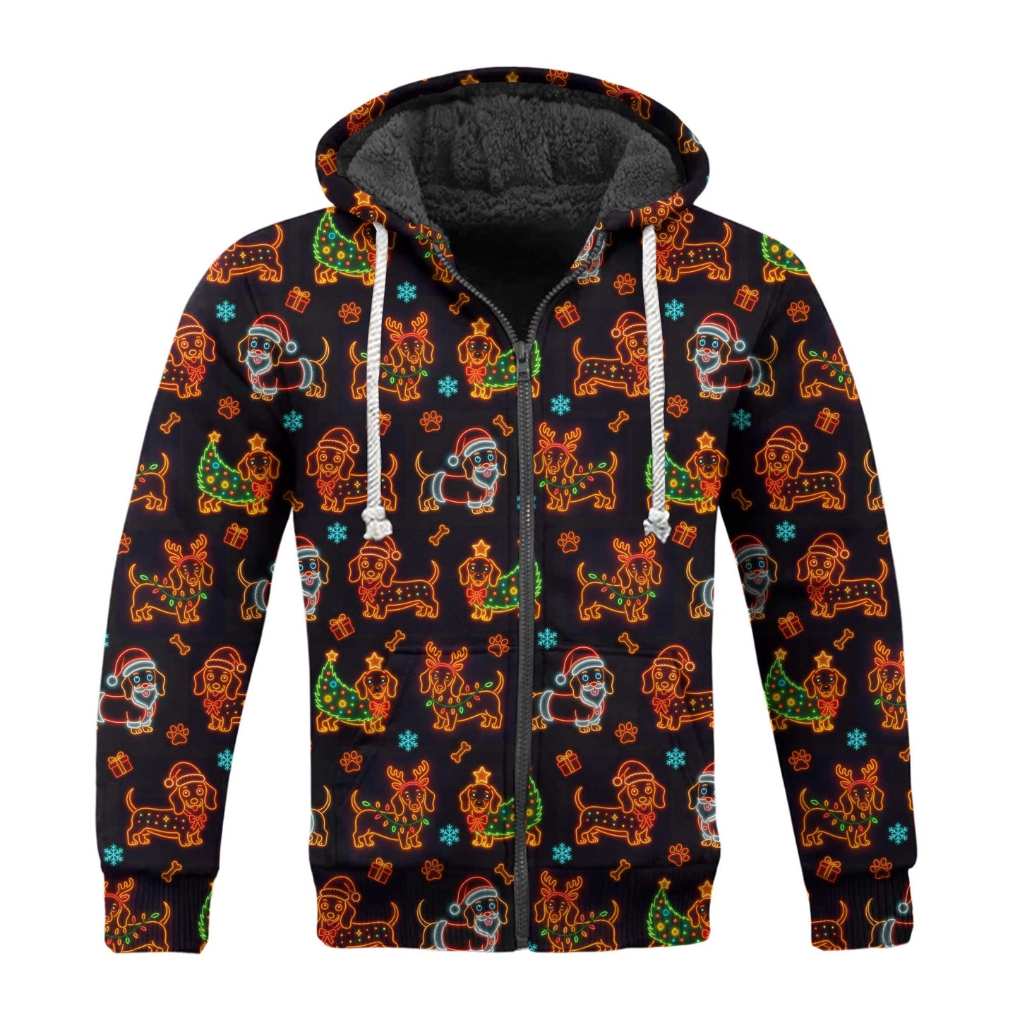 Funny Holiday With Neon Dachshund And Christmas Tree Pattern, Dachshund Christmas Shirt, Wiener Dog T Shirt