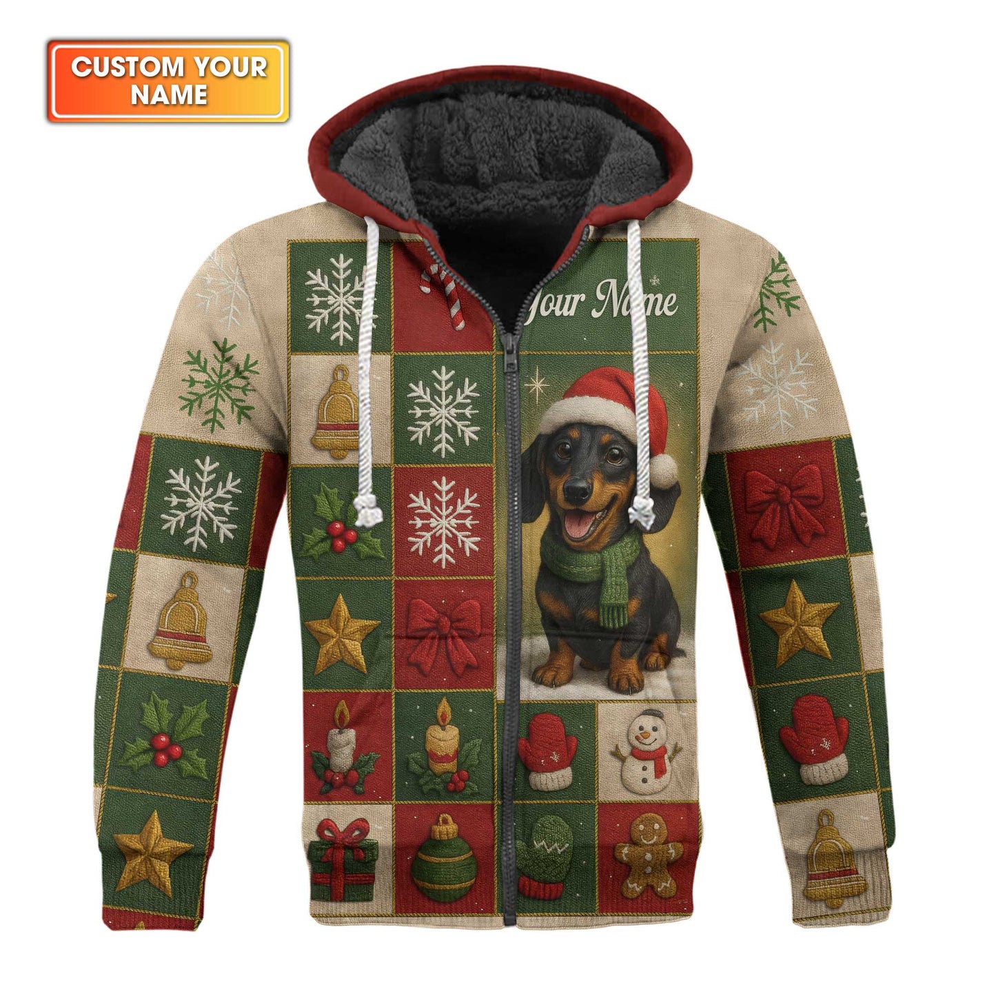 Personalized Name Wiener Dog T Shirt, Dachshund Sweatshirt, Happy Christmas Dachshund Pattern Polo