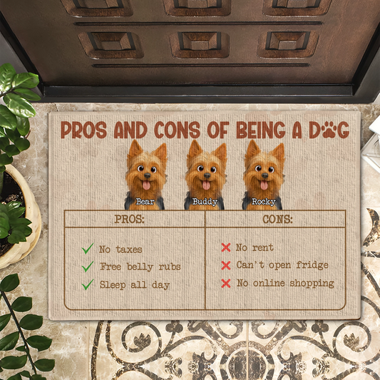Funny Pros and Cons of Being a Dog -  Personalized Doormat-DM-NM30-HN13-WEB2