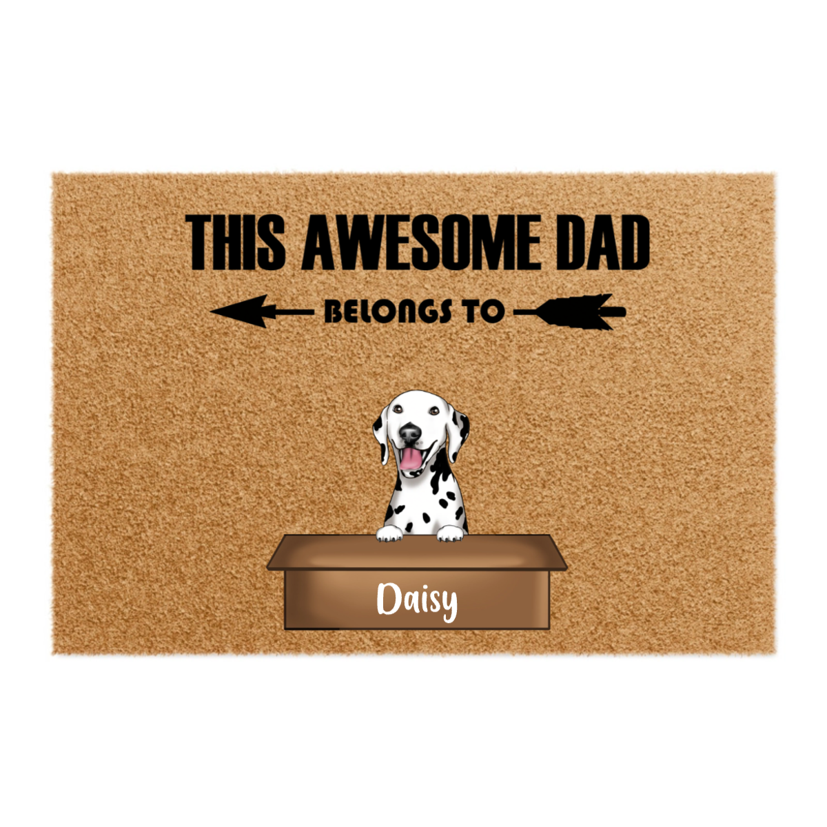 This Awesome Dad Belongs To...- Personalized 100% Organic, Eco-friendly Doormat For Pet Dads