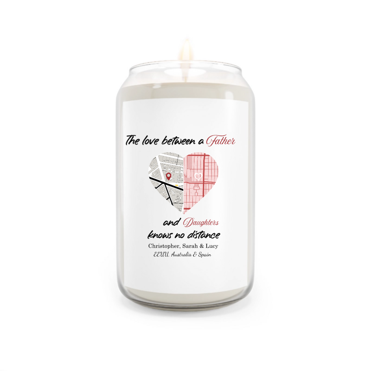 Personalized 100% Organic Eco-friendly Vegan Scented Candle (13.75oz) - Perfect Gift for Long Distance Relationships