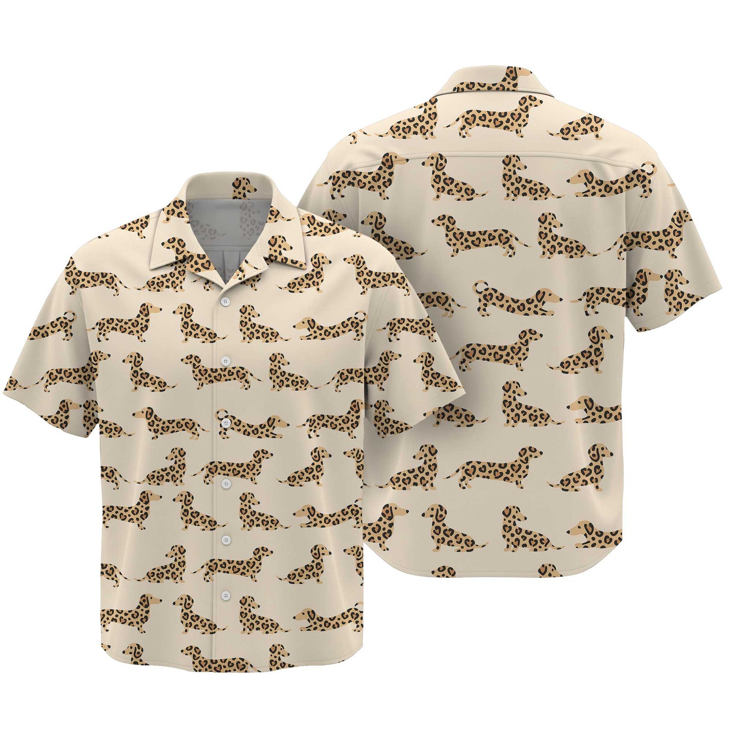 Leopard Print Pattern Cozy Polo, Dachshund Sweatshirt, T Shirts For Dachshunds