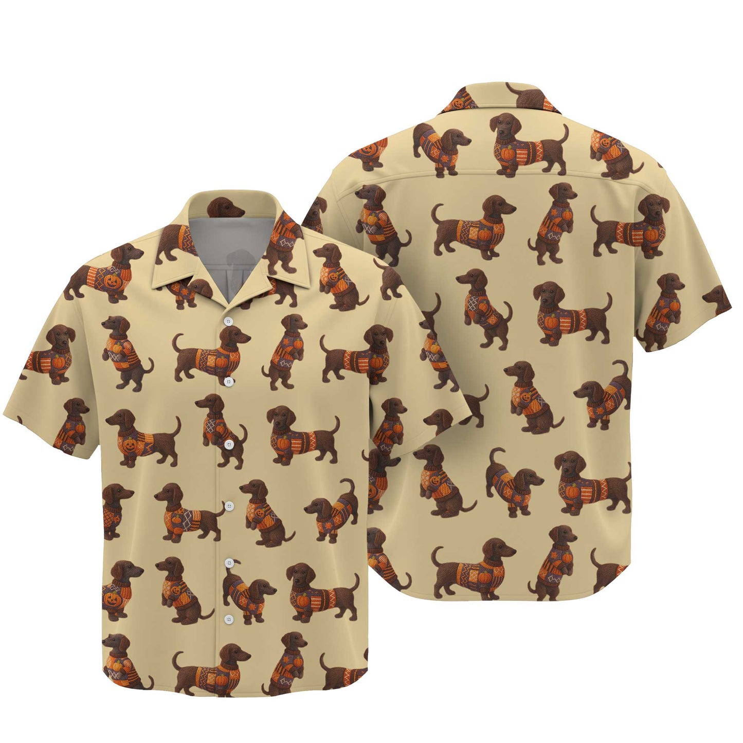 Pattern Dachshund Shirt With Pumpkin Sweater Design, Dachshund Halloween Shirt, Christmas Dachshund Shirt
