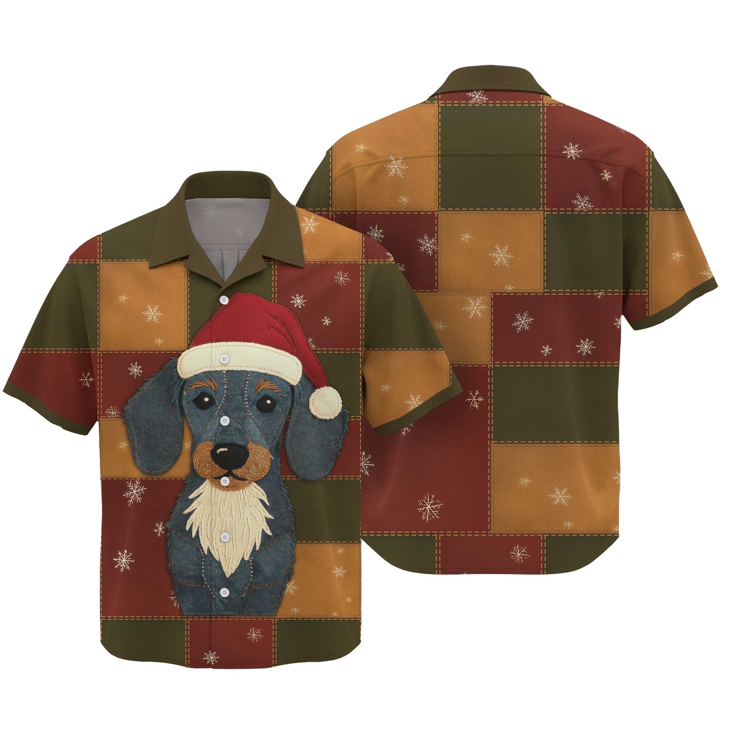 Patchwork Dachshund Christmas Polo, Dachshund T Shirt, Wiener Dog T Shirt