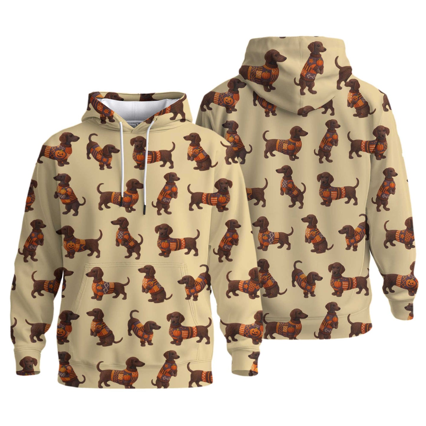 Pattern Dachshund Shirt With Pumpkin Sweater Design, Dachshund Halloween Shirt, Christmas Dachshund Shirt