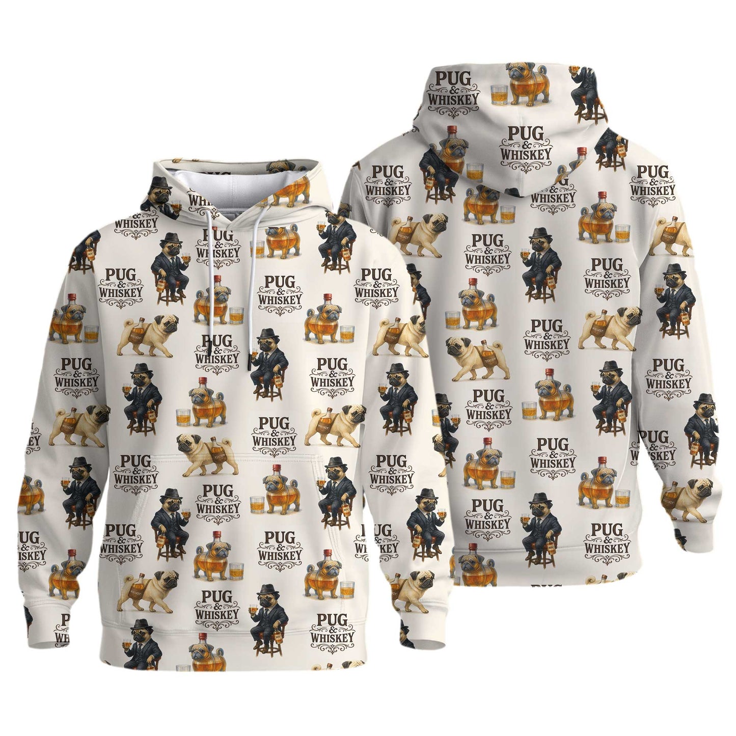 Pug And Whiskey Stylish Pattern Polo, Funny Pug Shirt, Pug T Shirt