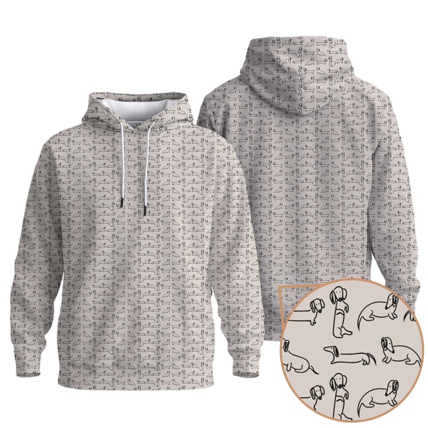 Dachshund T Shirt, Minimal Line Art Dachshund Pattern Polo, Wiener Dog T Shirt