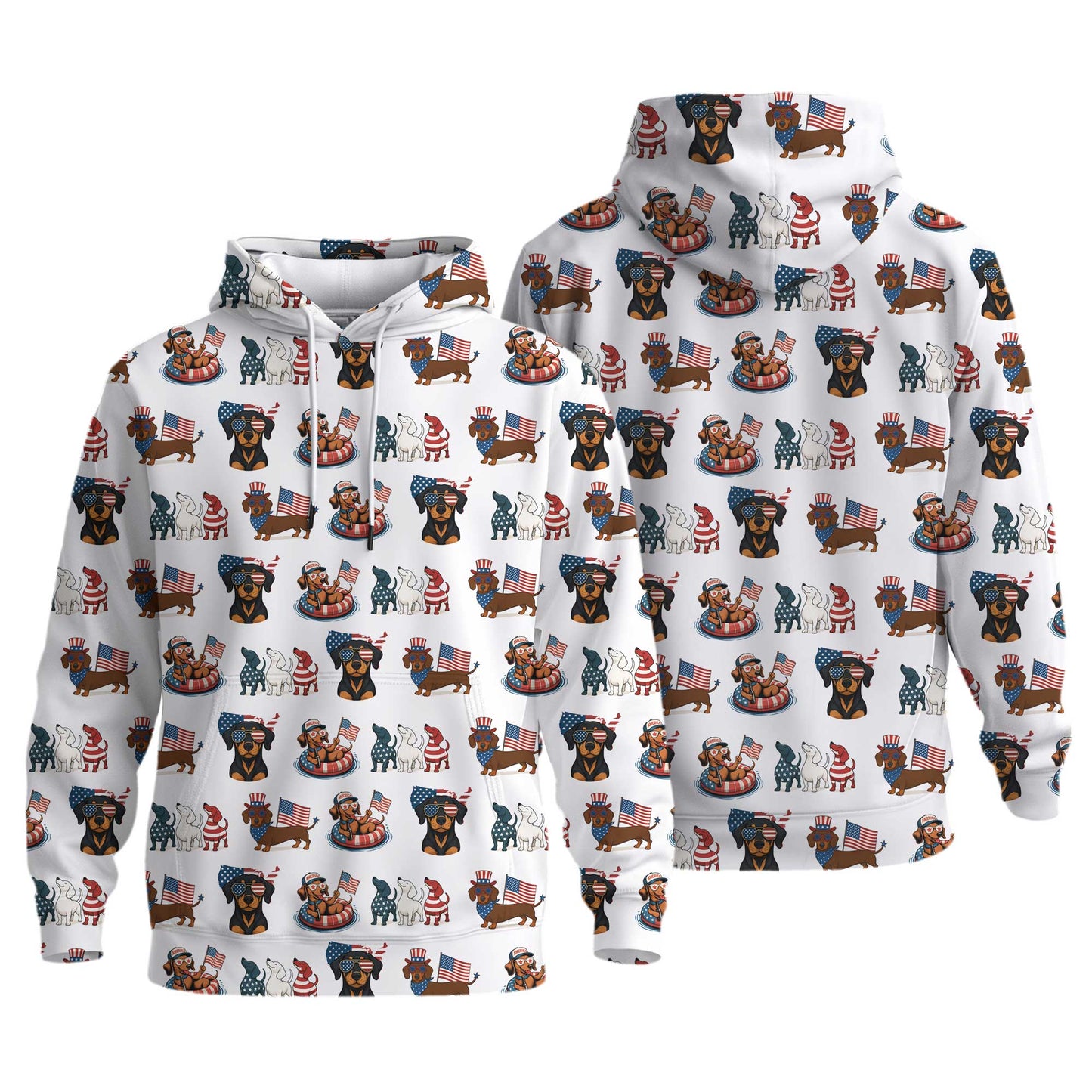 American Flag and Cute Dachshund Pattern Polo, Dachshund Shirt, Wiener Dog T Shirt