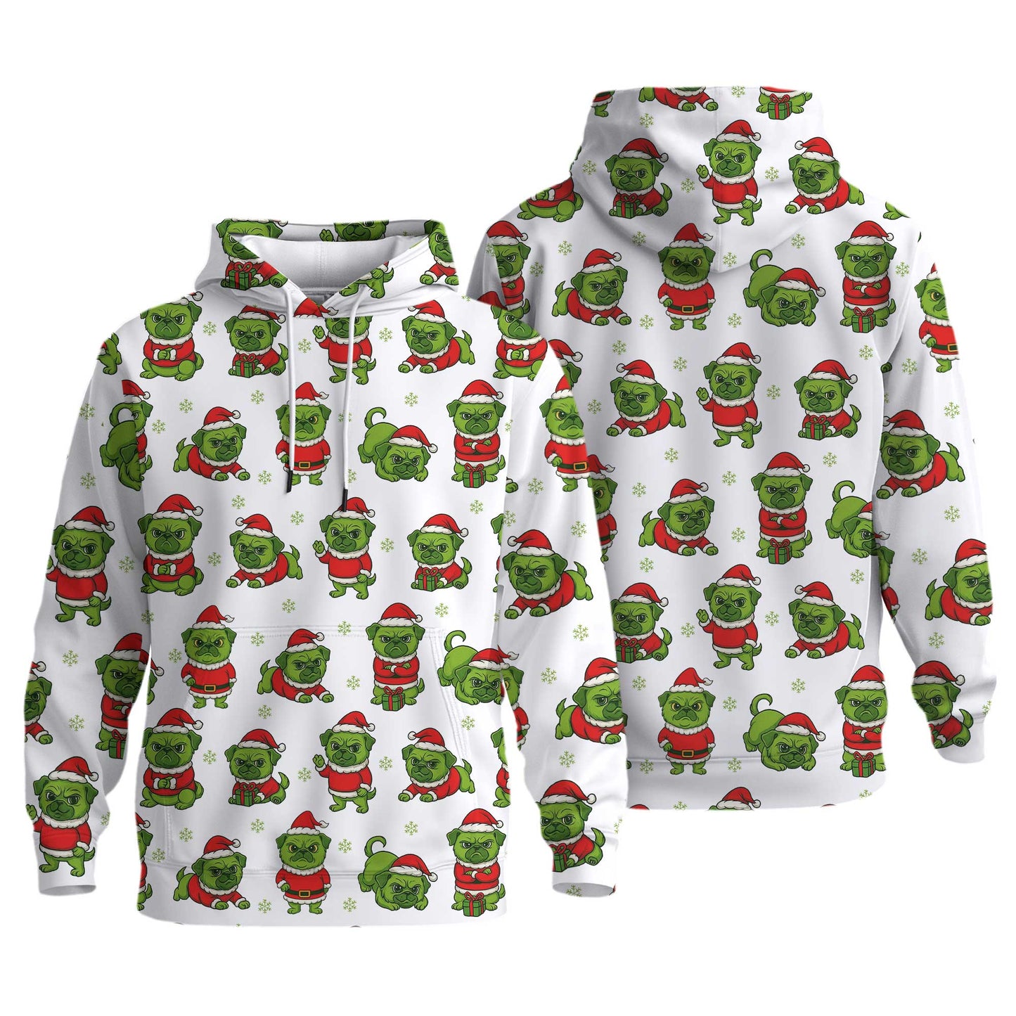 Grinch Pug Christmas White Hoodie, Funny Pug Shirt,  Pugrinch Pattern Shirts