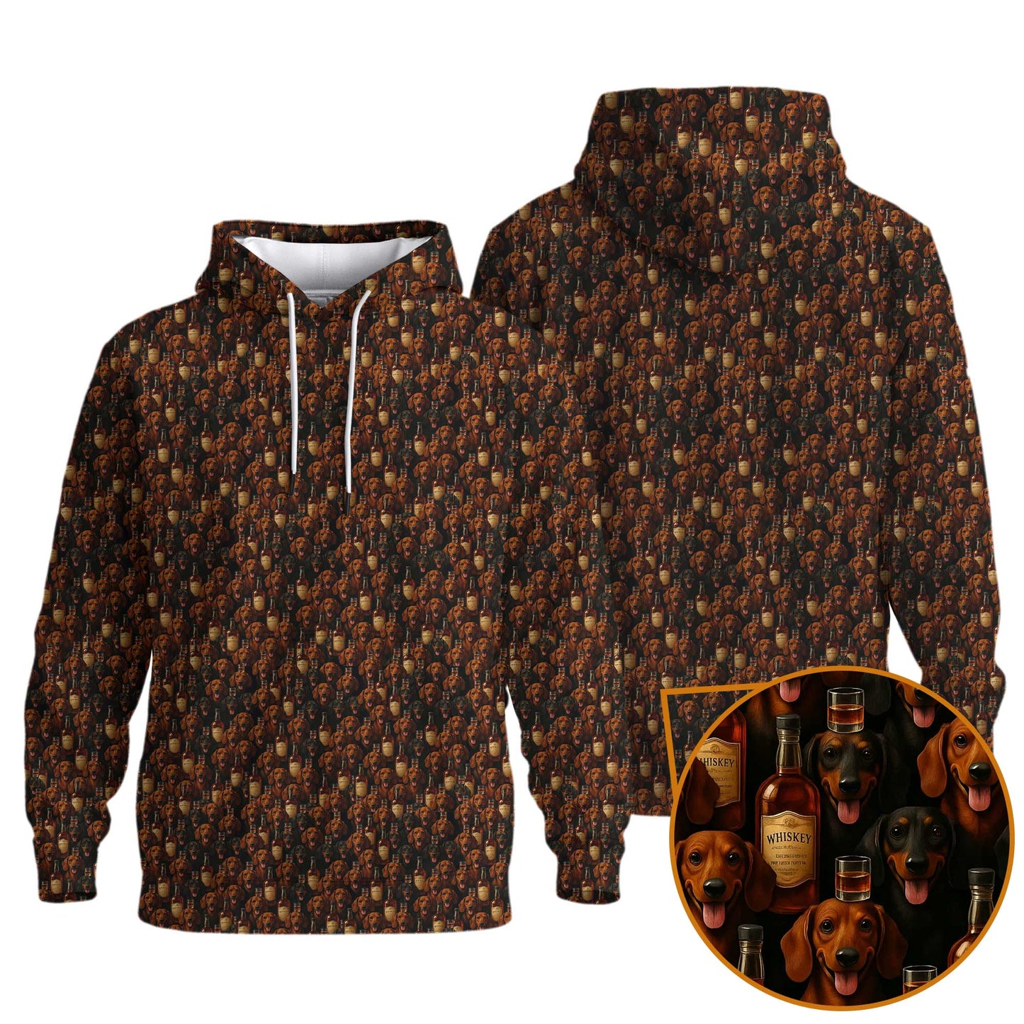 Whiskey Bottle Pattern Polo, Dachshund T Shirt, Funny Wiener Dog T Shirt