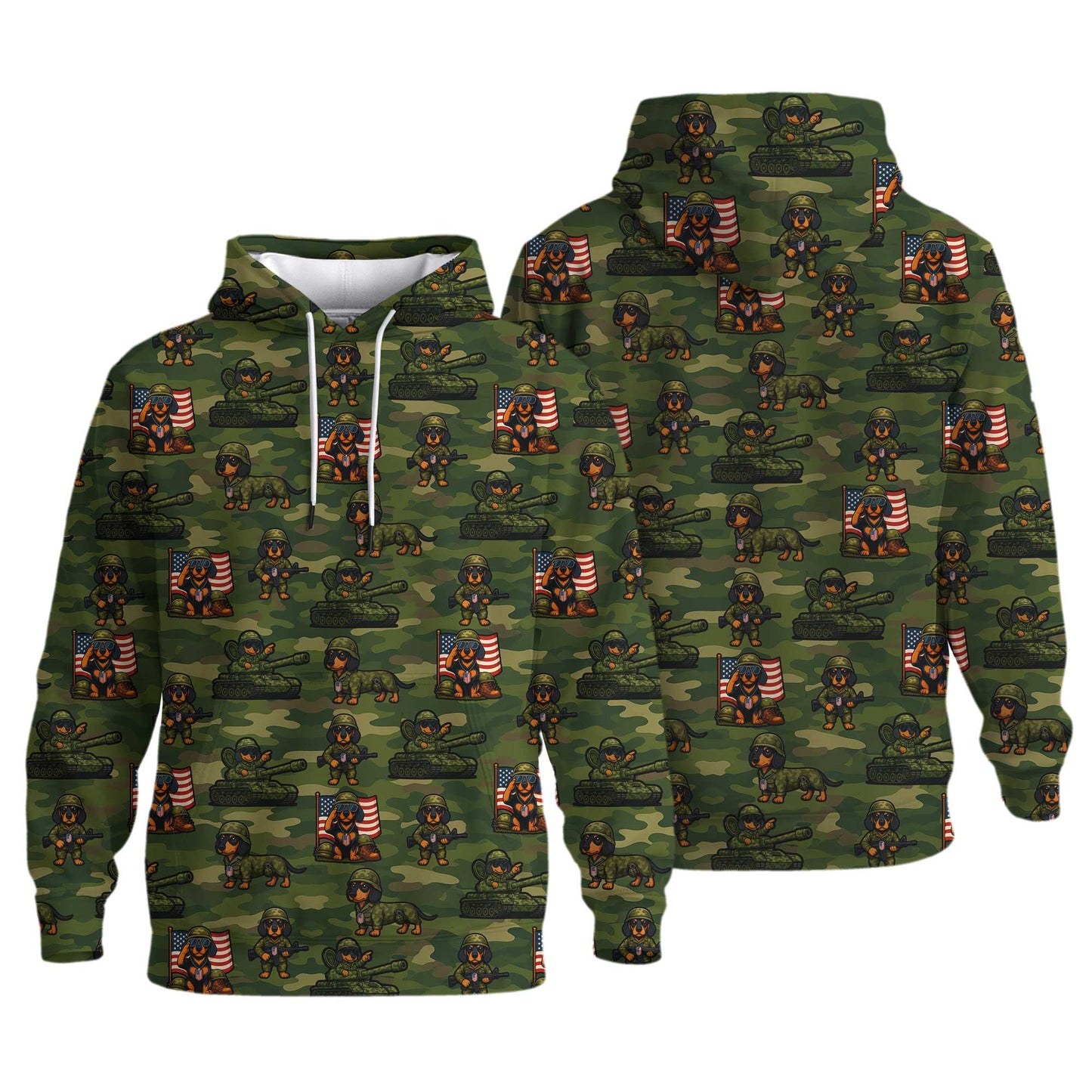 Military Camo Soldier Pattern Polo, Dachshund Shirt, Wiener Dog T Shirt