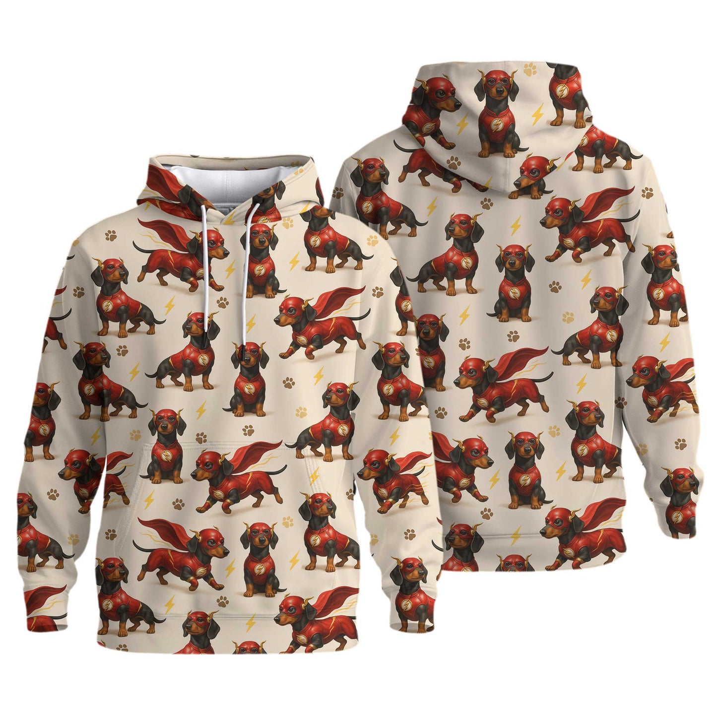 Superhero Red Cape Funny Flash Costume Pattern Polo, Cute Comic Style Top, Dachshund T Shirt, Wiener Dog T Shirt