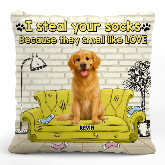 I Steal Your Socks Because They Smell Like Love - Personalized Dog Pillow PL-KL35-YV71-web1