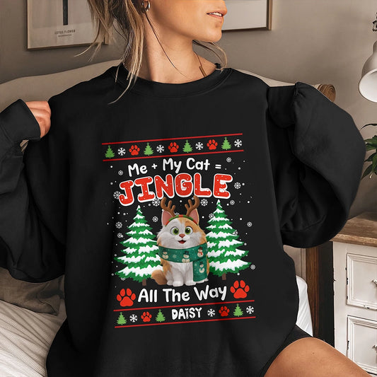 Me and My Cat Jingle All The Way - Personalized Christmas Sweater for Cat Lovers-SW-HN22-TT26Web1