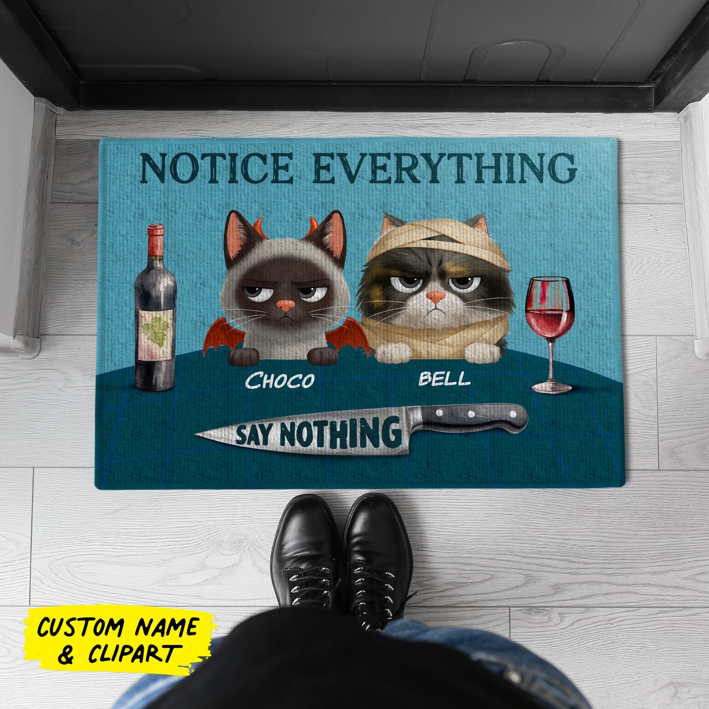 Notice Everything, Say Nothing - Personalized Doormat For Cat Lovers-MK_web2