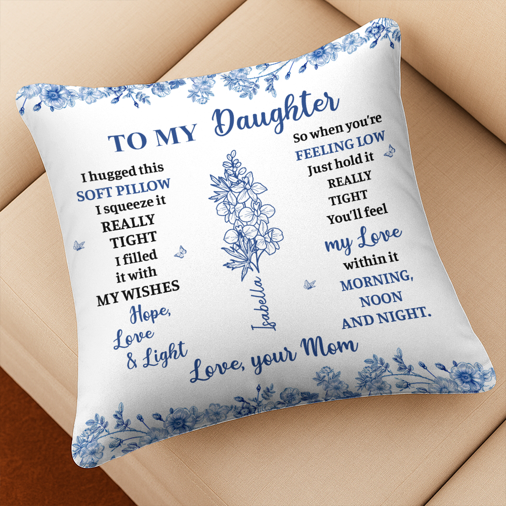 Hug This Pillow Blue Toile - Gift For Daughter - Personalized Pillow