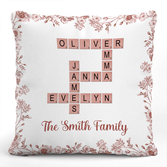 Family Crossword Art - Created In A Moment, Treasured Forever - Personalized Pillow