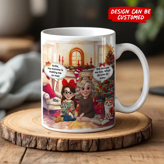 Personalized Aunt and Niece Mug - Funny Christmas Gift for Auntie, Holiday Coffee Cup web1