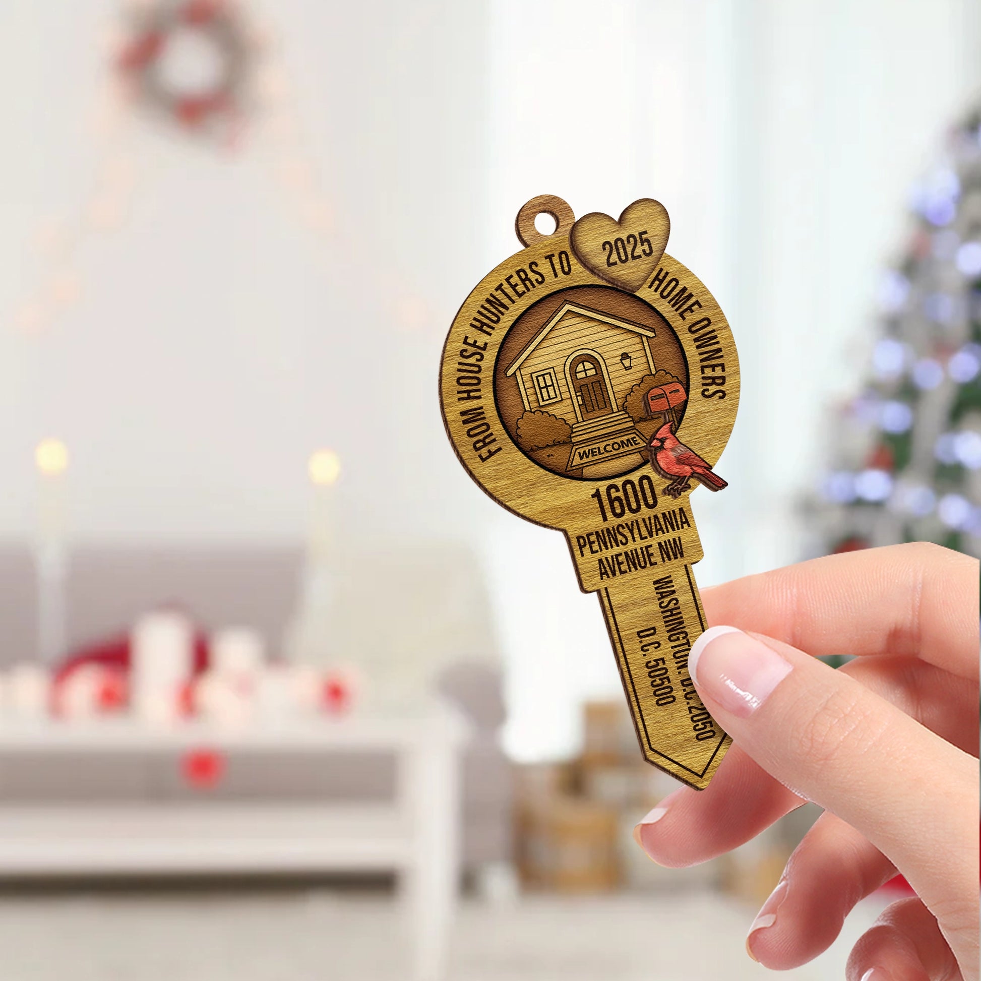 Personalized New Home Ornament - Custom 2-Layer Housewarming Keepsake-UWOCP2A-HH27-HN18080956-web3