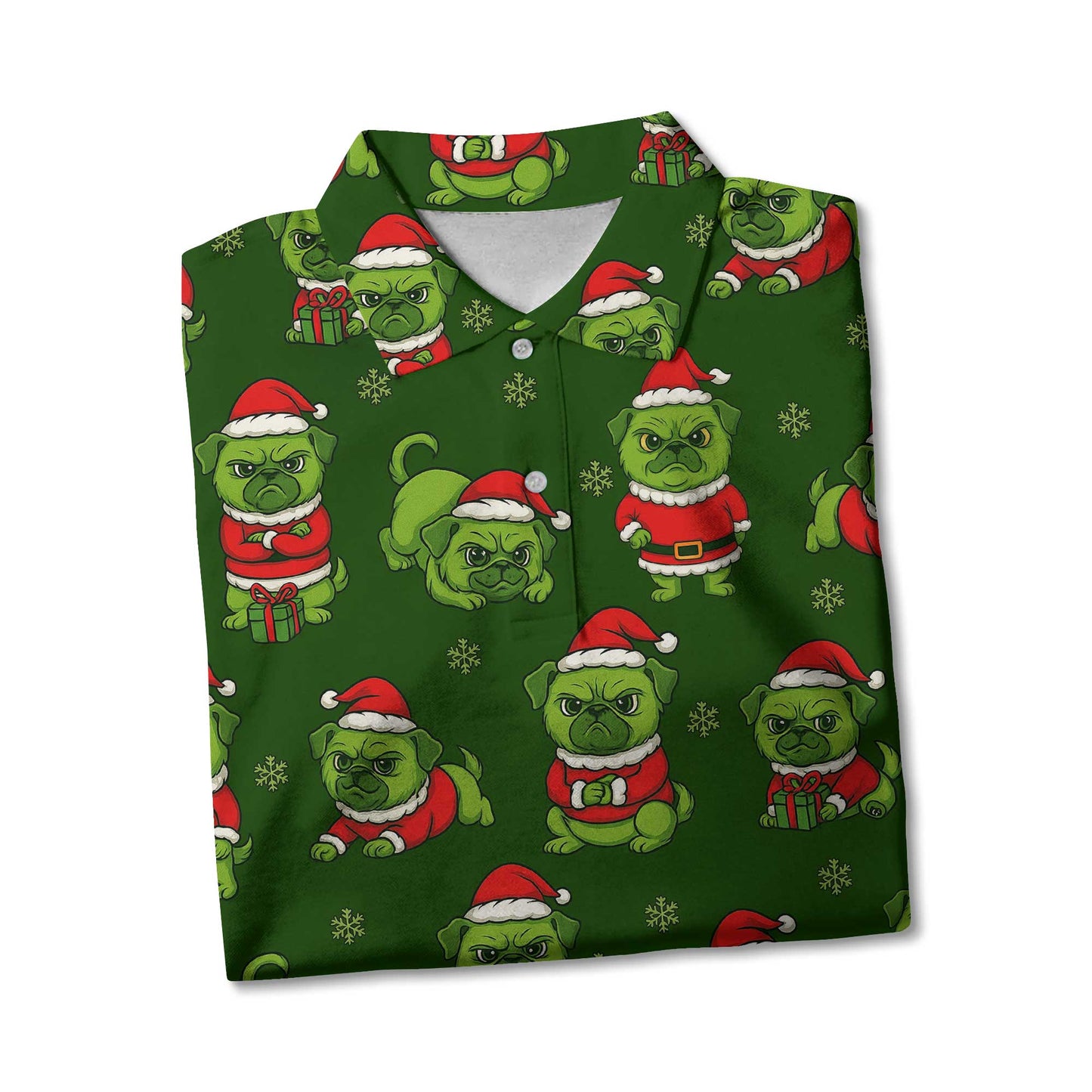 Funny Grinch Pug Pattern Polo, Christmas Pug Shirt, Pug T Shirt