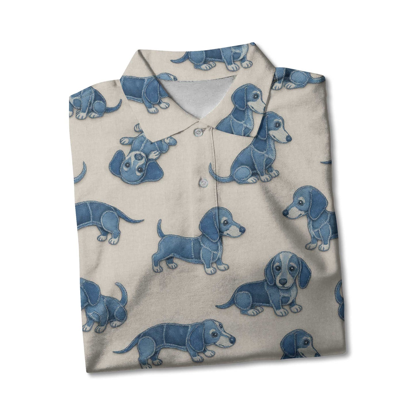 Playful Blue Dog Pattern Hawaiian Style, Wiener Dog T Shirt, Dachshund Shirt