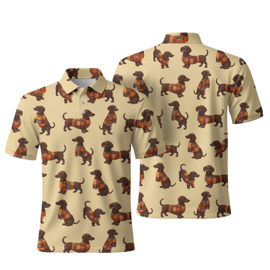 Pattern Dachshund Shirt With Pumpkin Sweater Design, Dachshund Halloween Shirt, Christmas Dachshund Shirt