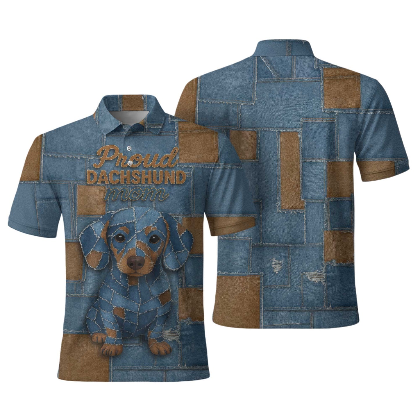 Proud Dachshund Mom Shirt, Cute Wiener Dog Denim Patchwork T Shirt for Dog Lovers
