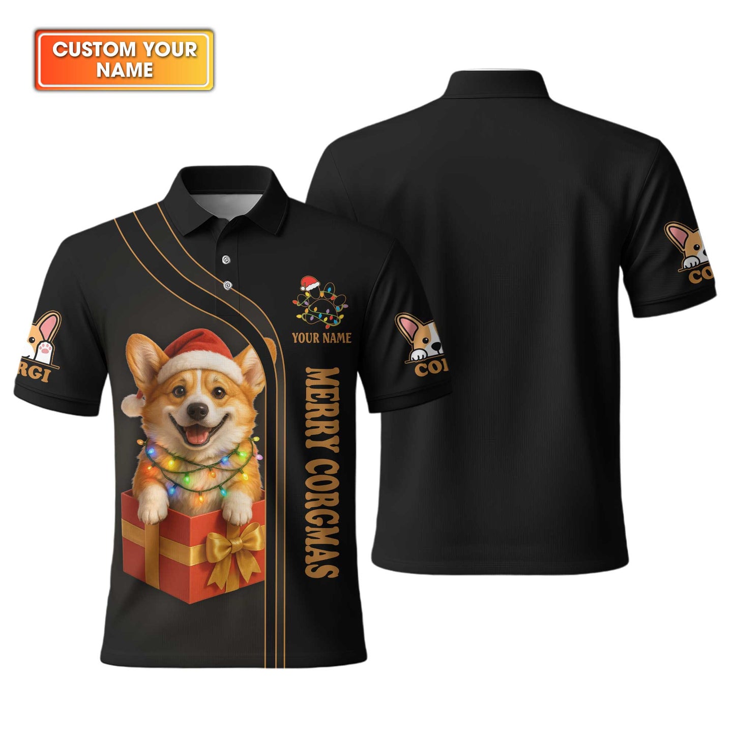 Cute Christmas Corgi Dog Gift Box Custom Name Hoodie, Corgi Shirt, Corgi Dog T Shirt