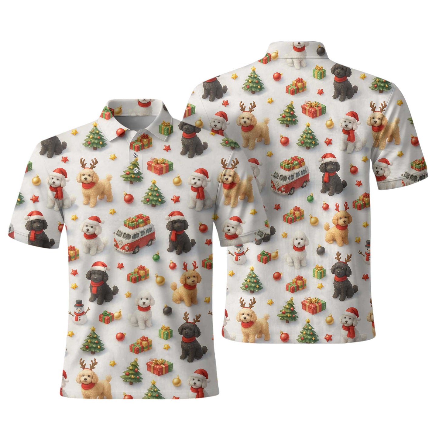 Cute Happy Poodle Pattern Polo For Christmas Season, Funny Poodle Shirt, Poodle T Shirt
