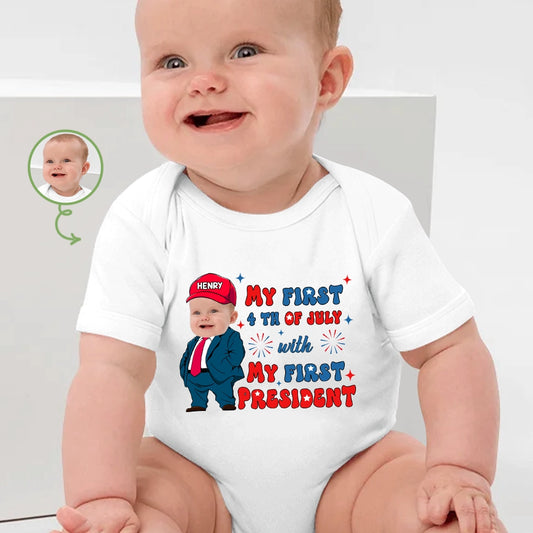 Mini President 4th July - Personalized Baby Bodysuit - 100% Organic Cotton