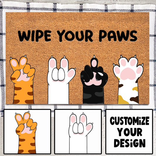 Funny Cat Paw Welcome Mat - 100% Organic Personalized Doormat