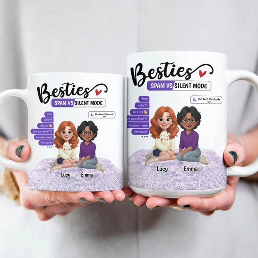 Spam vs Silent Mode Funny Friendship - Personalized Besties Mug-MK_Web4