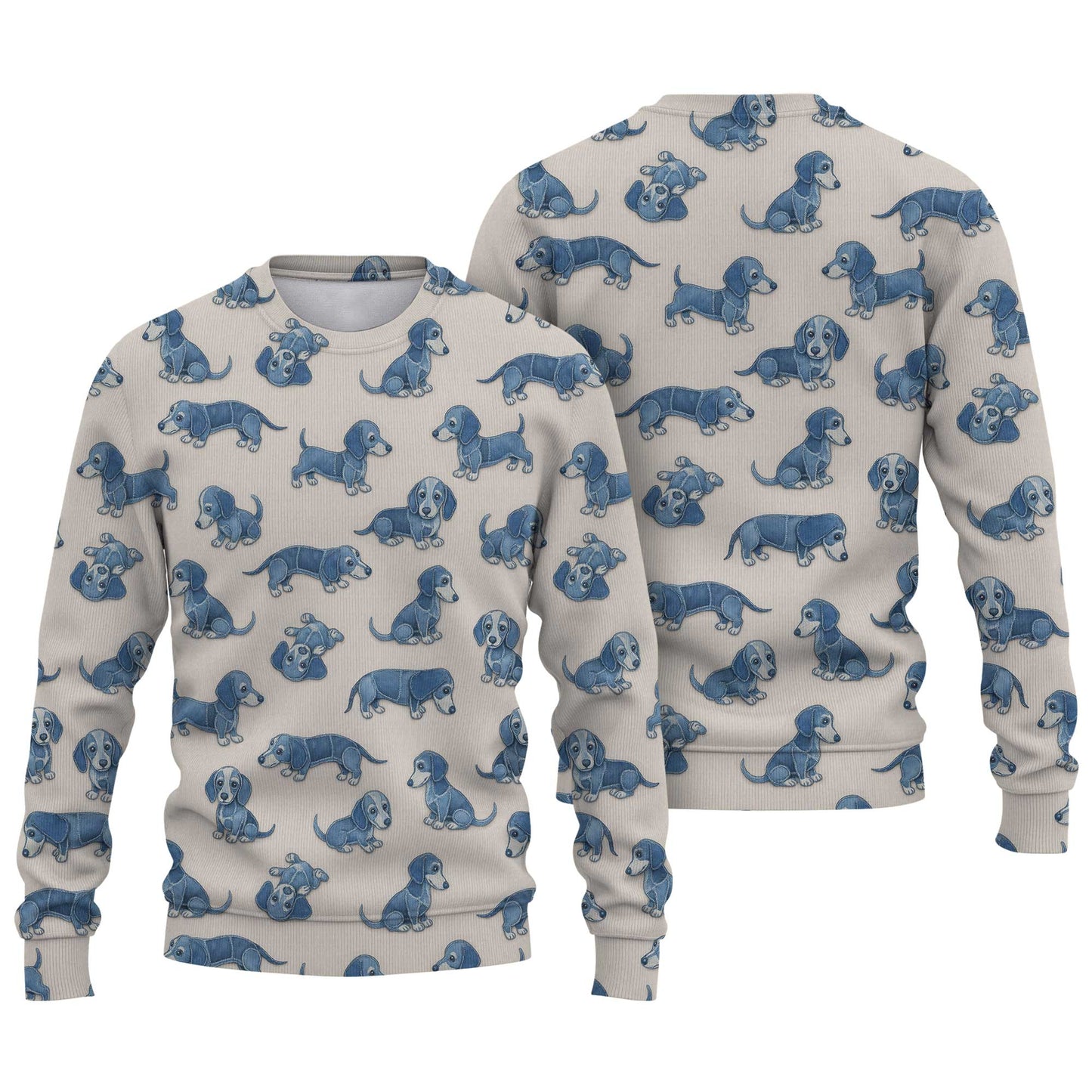 Playful Blue Dog Pattern Hawaiian Style, Wiener Dog T Shirt, Dachshund Shirt