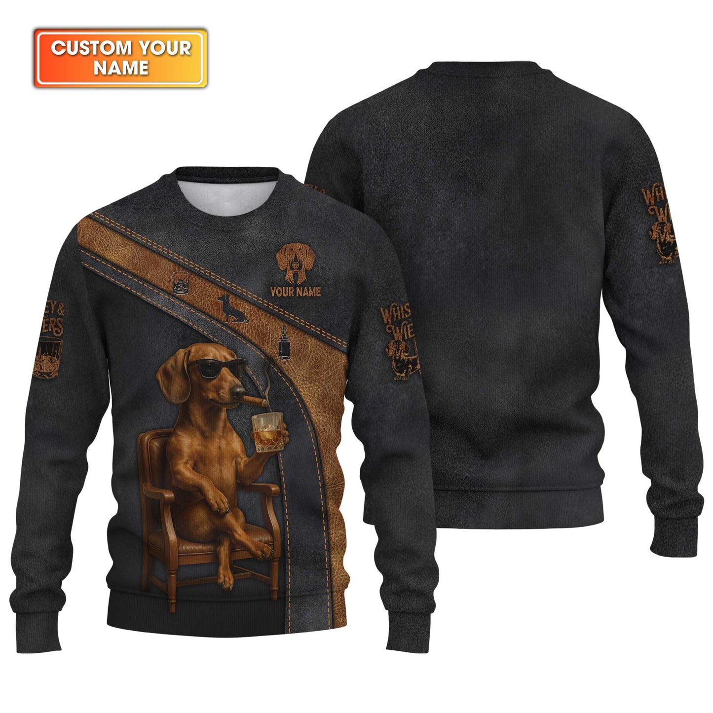 Custom Name Whiskey Dachshund Design, Dachshund T Shirt, Wiener Dog Shirts