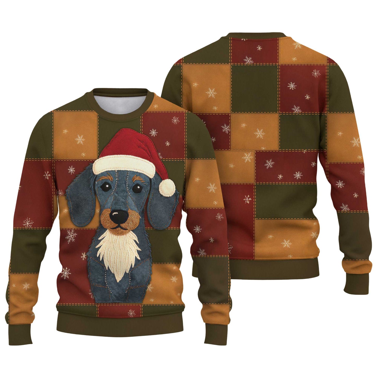 Patchwork Dachshund Christmas Polo, Dachshund T Shirt, Wiener Dog T Shirt
