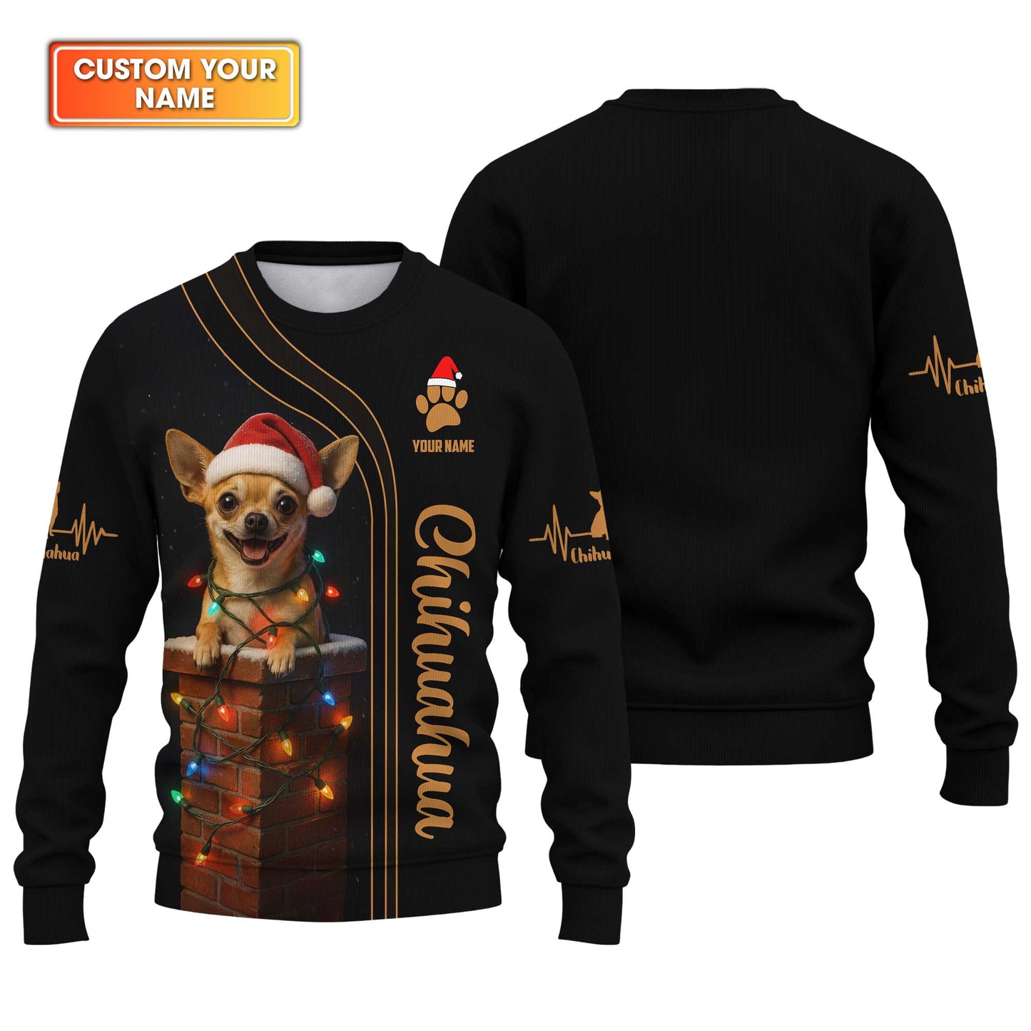 Custom Name Santa Hat Chihuahua, Christmas Chihuahua Hoodie, Chihuahua T Shirt, Funny Cool Chihuahua Shirt