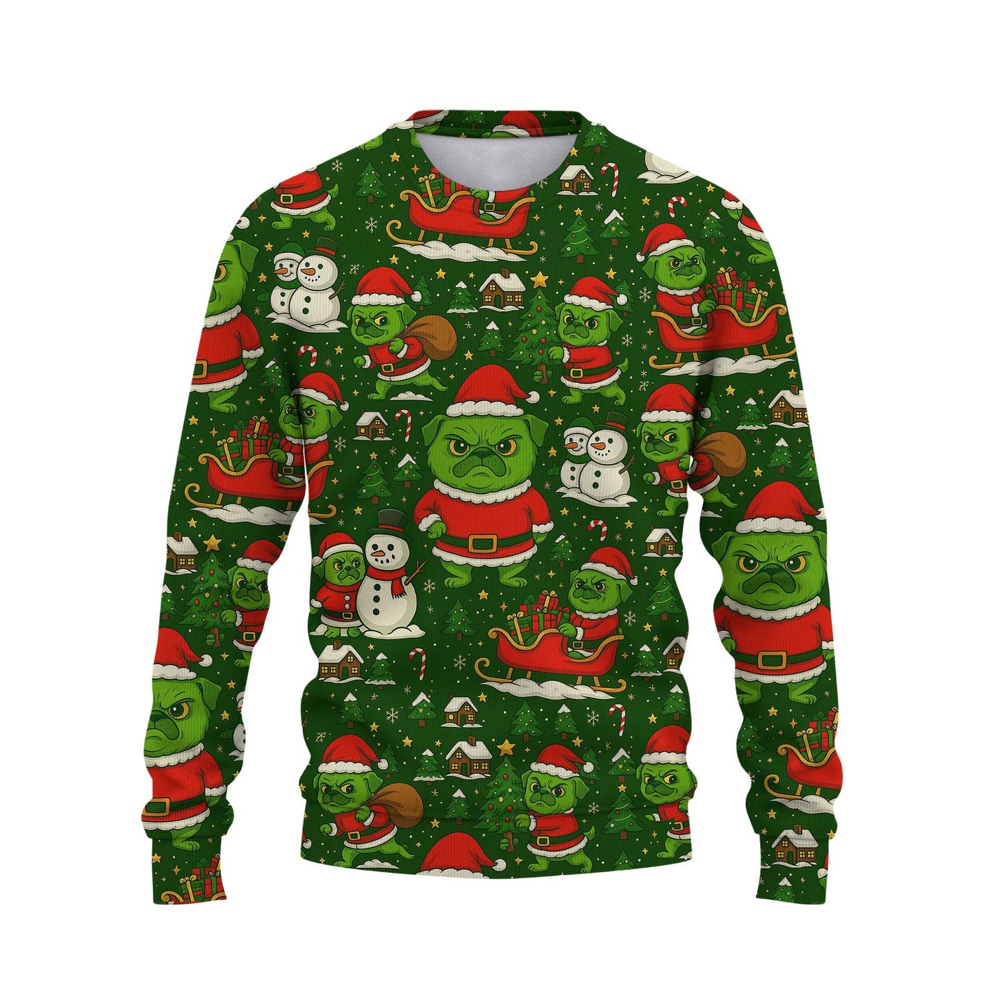 Pugrinch Pattern Shirts, Funny Christmas Pug Shirt, Grinch Pug Hoodie For Pet Lover