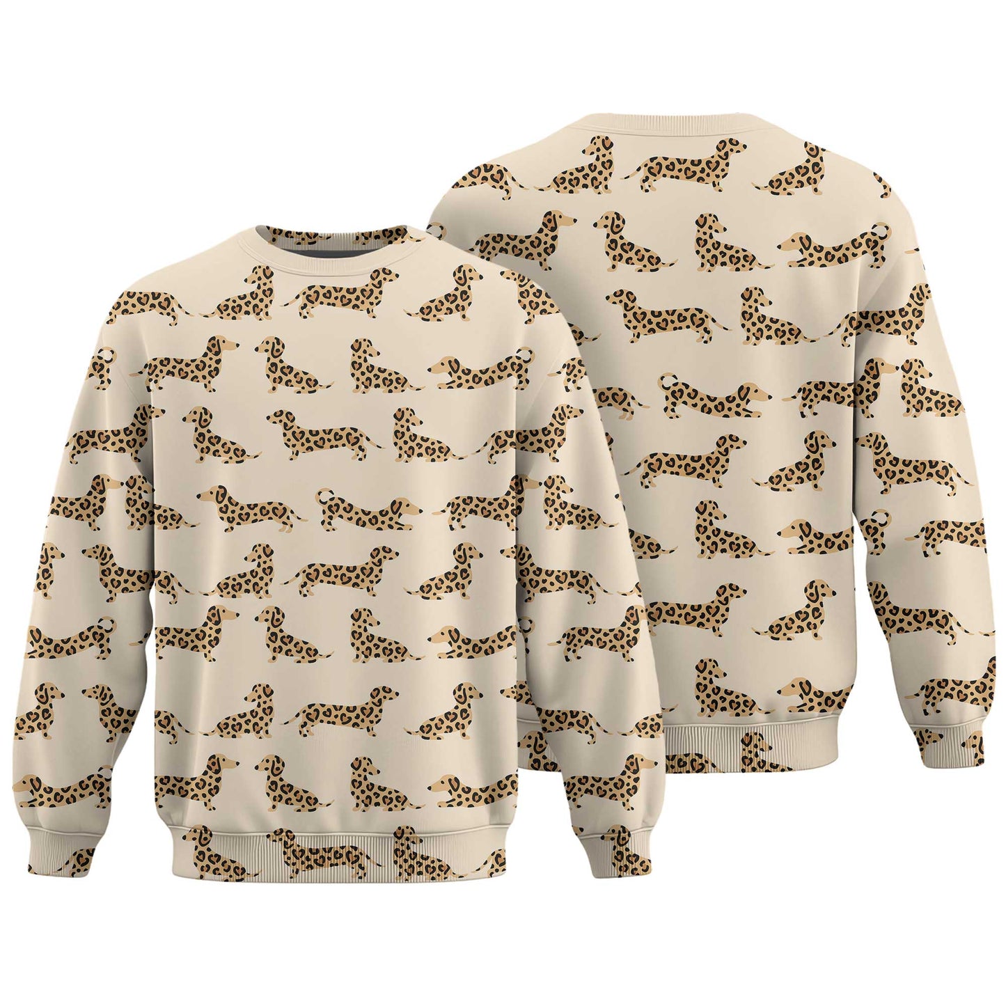 Leopard Print Pattern Cozy Polo, Dachshund Sweatshirt, T Shirts For Dachshunds