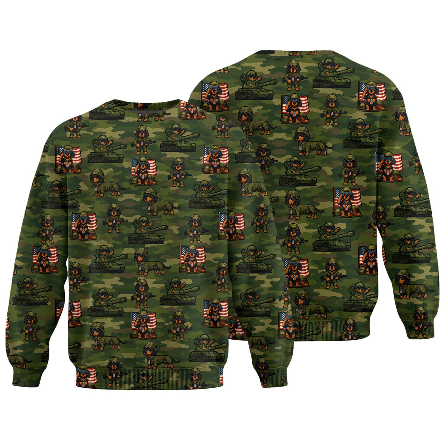 Military Camo Soldier Pattern Polo, Dachshund Shirt, Wiener Dog T Shirt